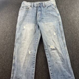 Carbon Light-Washed Distressed Men's Denim Jeans Straight Leg Size 28x32